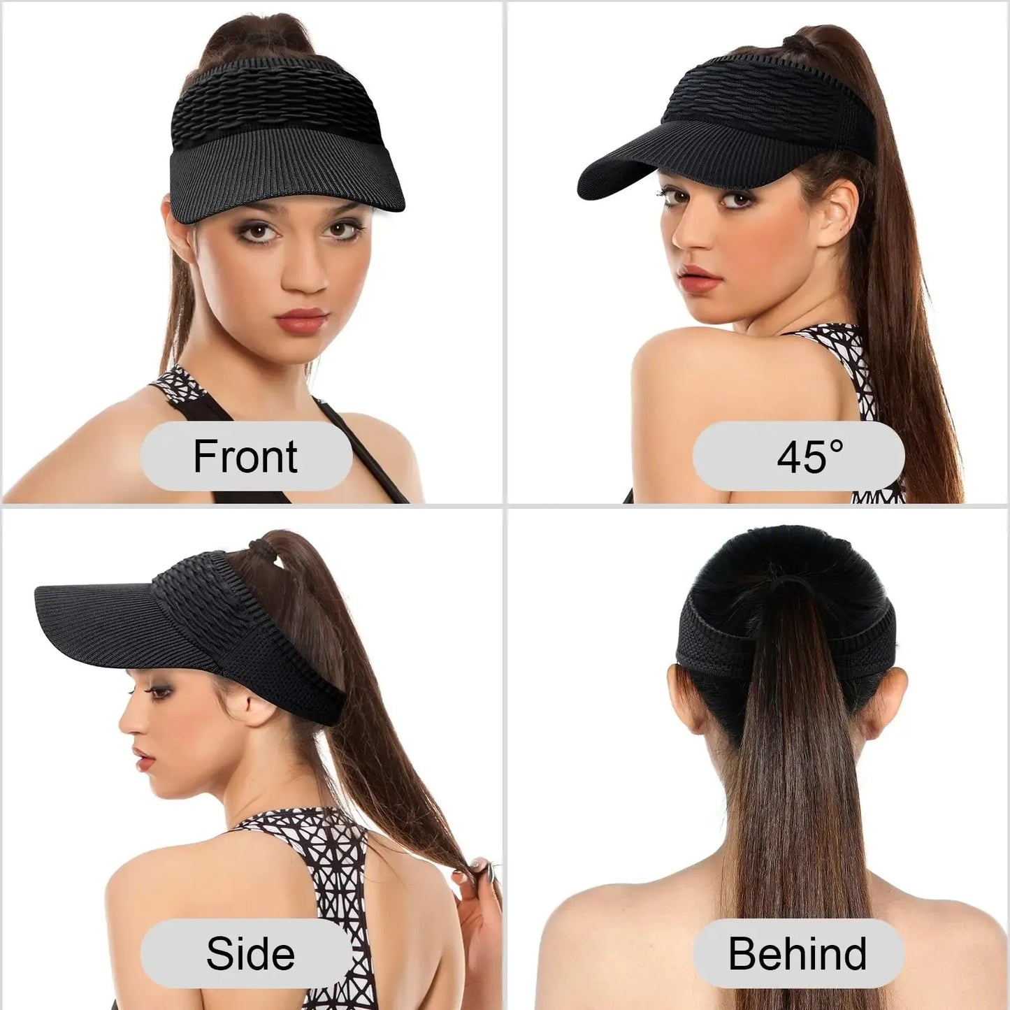 ☀️🧢 Daszek z otworem na wysoki kucyk – ochrona przed promieniowaniem UV, przewiewny, do aktywności na świeżym powietrzu i na co dzień