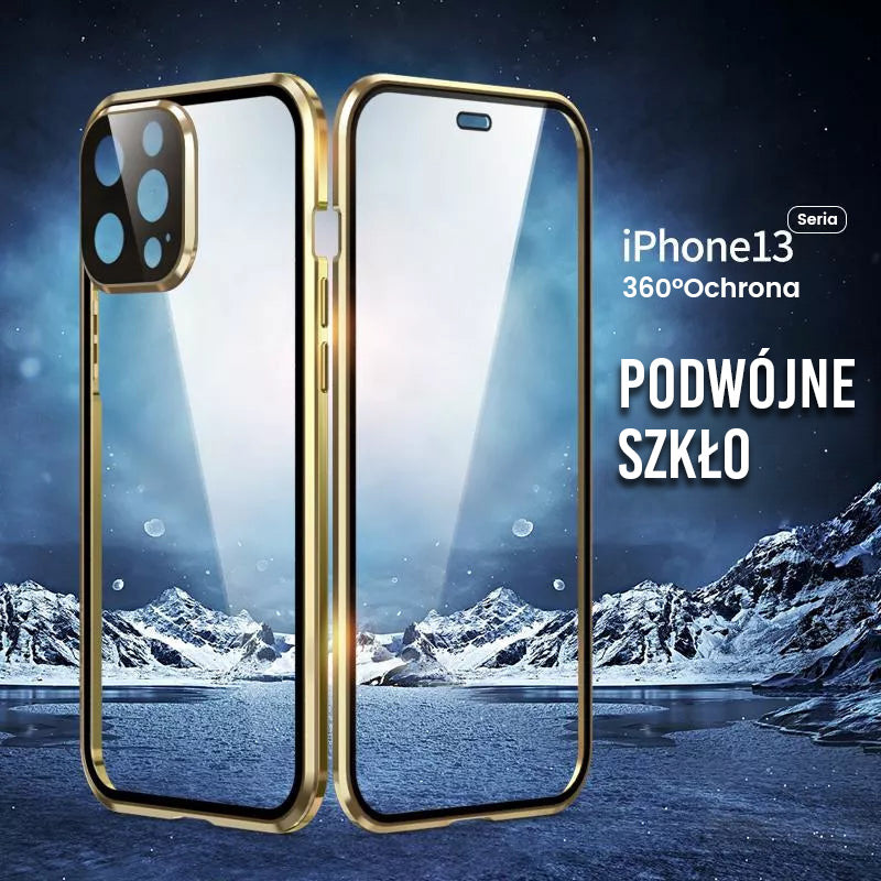 Двустранен калъф за iPhone с магнитно закалено стъкло
