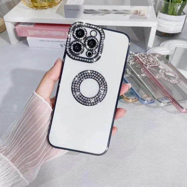 Луксозен защитен прозрачен калъф с кристали за iPhone