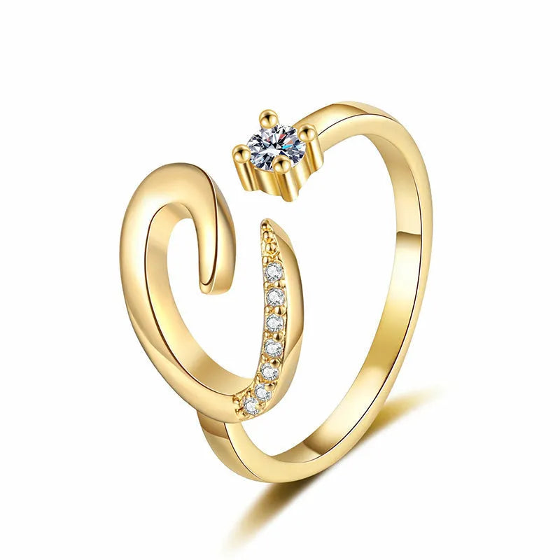 ⏳50% de descuento por tiempo limitado⏰Anillo ajustable con inicial brillante para mujer💍-ES