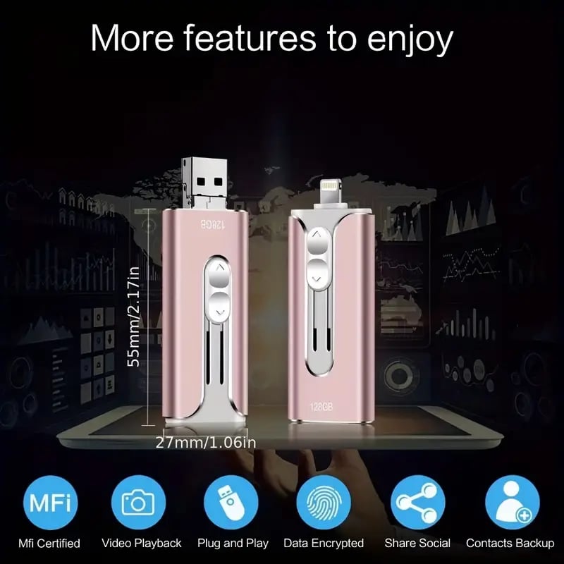 32~256GB Micro USB + 8-пинов + USB 3.0 4 в 1 U-диск за мобилен телефон, компютър