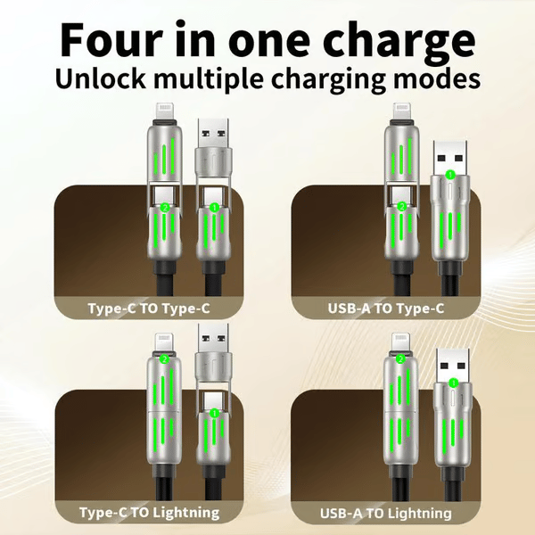 🔥4 в 1 USB кабел за зареждане, бързо зареждане⚡