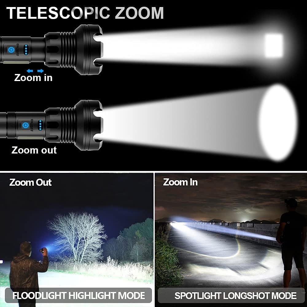 Akumulatorowa taktyczna latarka laserowa LED o wysokim strumieniu świetlnym 90000 lumenów