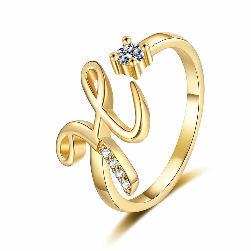 ⏳50% de descuento por tiempo limitado⏰Anillo ajustable con inicial brillante para mujer💍-ES