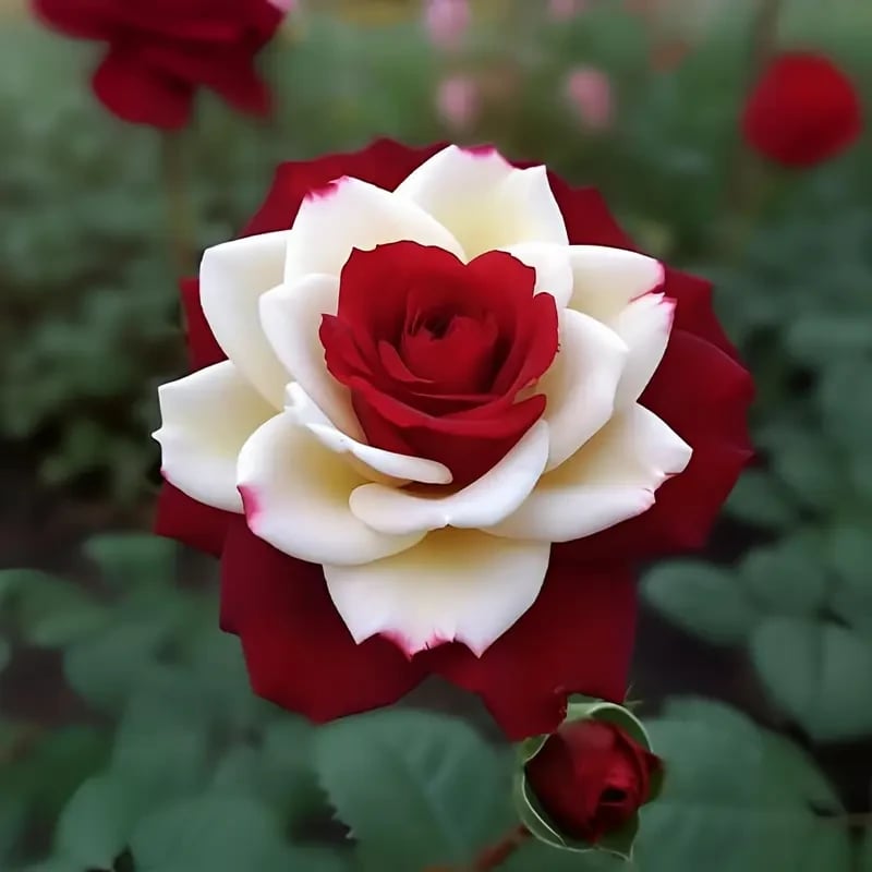 🌹 200/1000 бр. Редки семена на двойни червени и бели рози - Ярки градински цветове