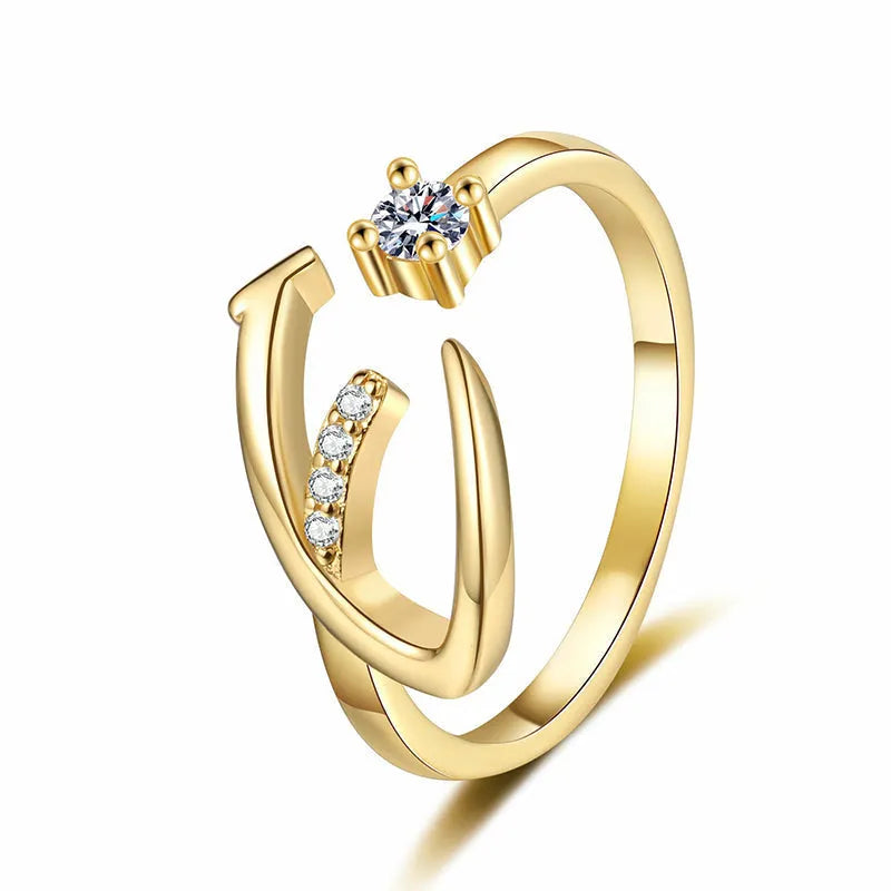 ⏳50% de descuento por tiempo limitado⏰Anillo ajustable con inicial brillante para mujer💍-ES