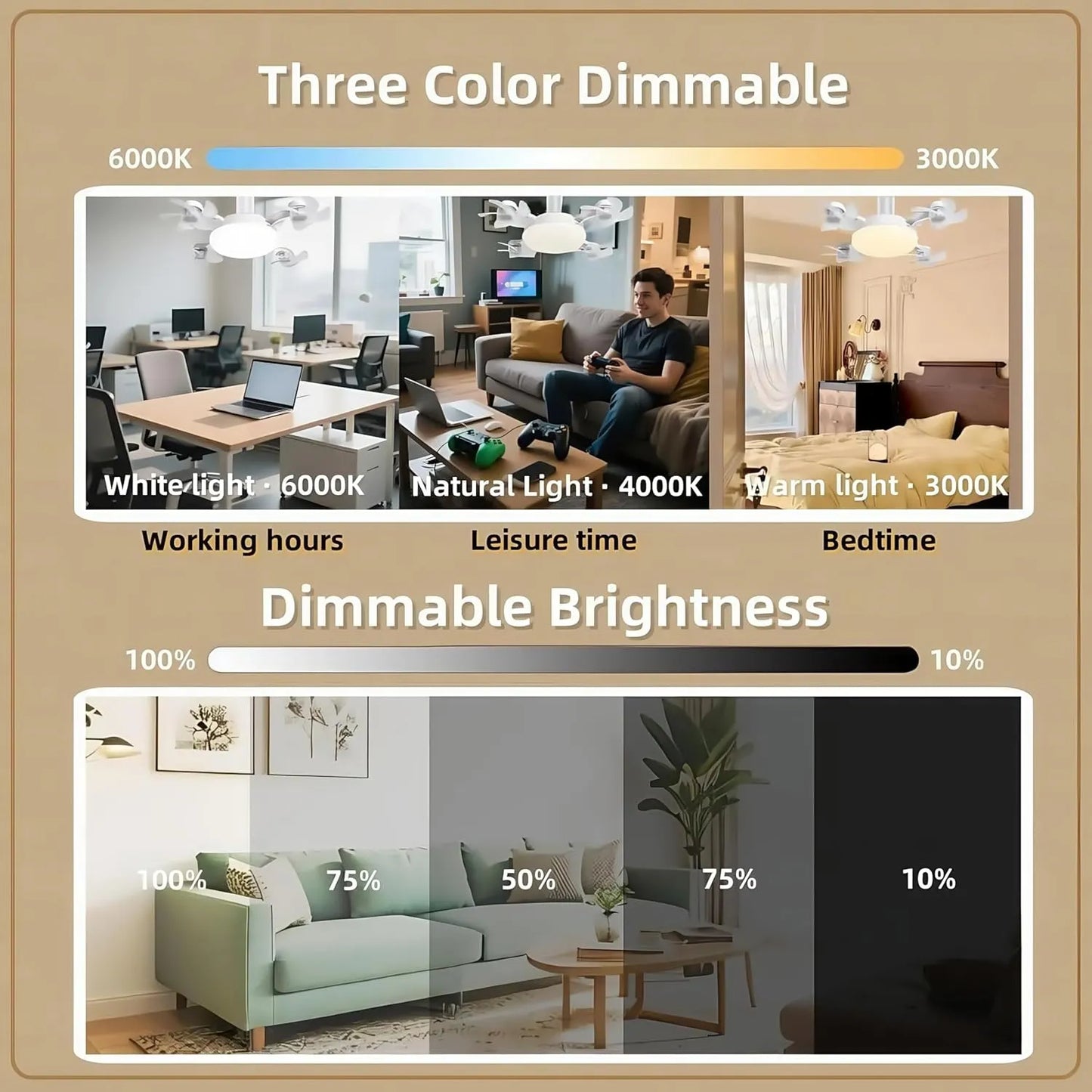 Moderna stropna lampa s ventilatorom i E27 navojem (model 2026) - tihi 2-u-1 LED ventilator s daljinskim upravljačem-HR