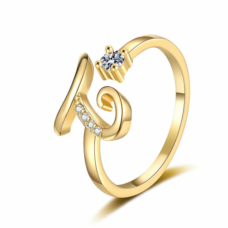 ⏳50% de descuento por tiempo limitado⏰Anillo ajustable con inicial brillante para mujer💍-ES