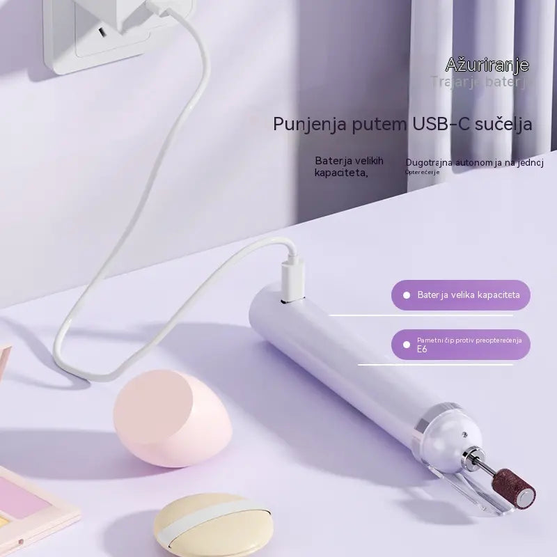 💅Električna turpija za nokte 2 u 1 s LED lampom (lampa za sušenje + 5 nastavaka za poliranje)-HR