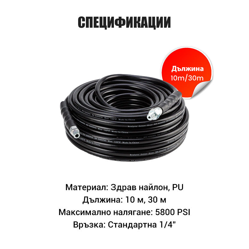 🚿 Комплект за почистване на високонапорни тръби