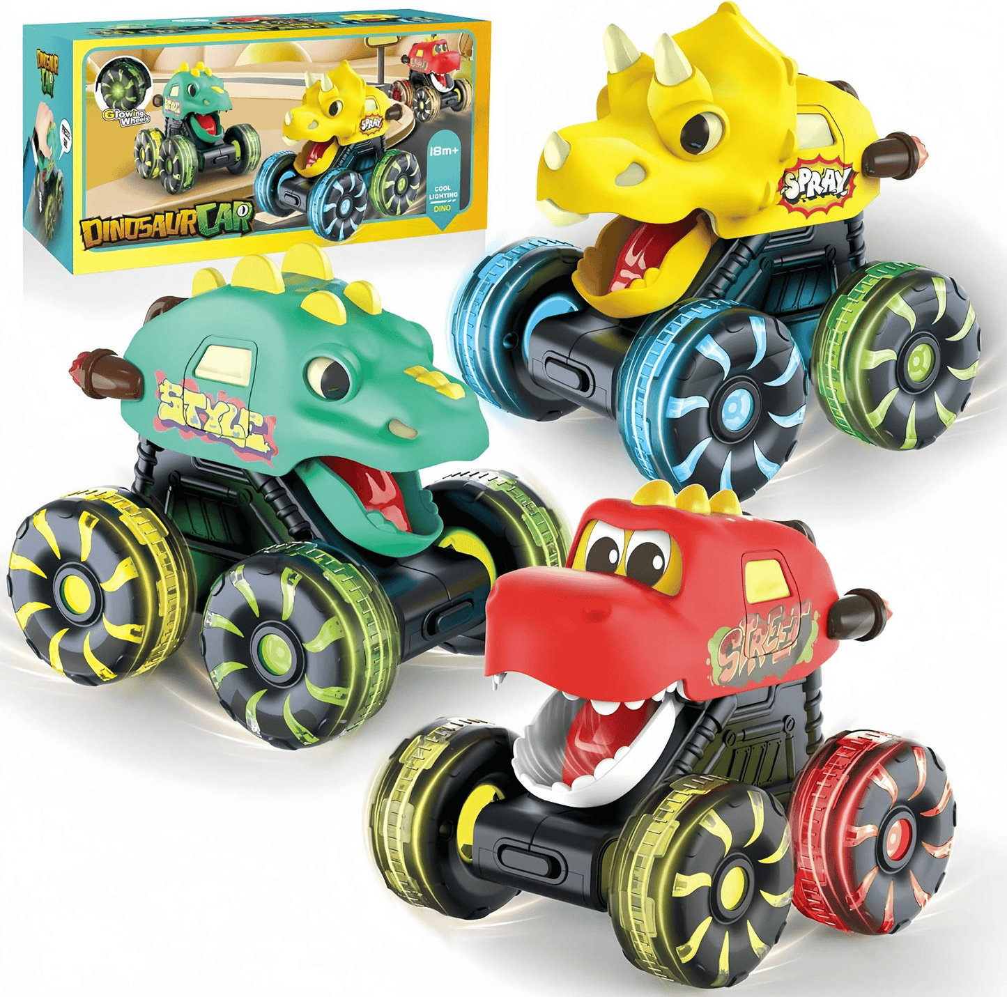 🔥Играчка камион с динозаври Press & Go със сензор за движение за малки деца🎁Най-добрият подарък за рожден ден на дете