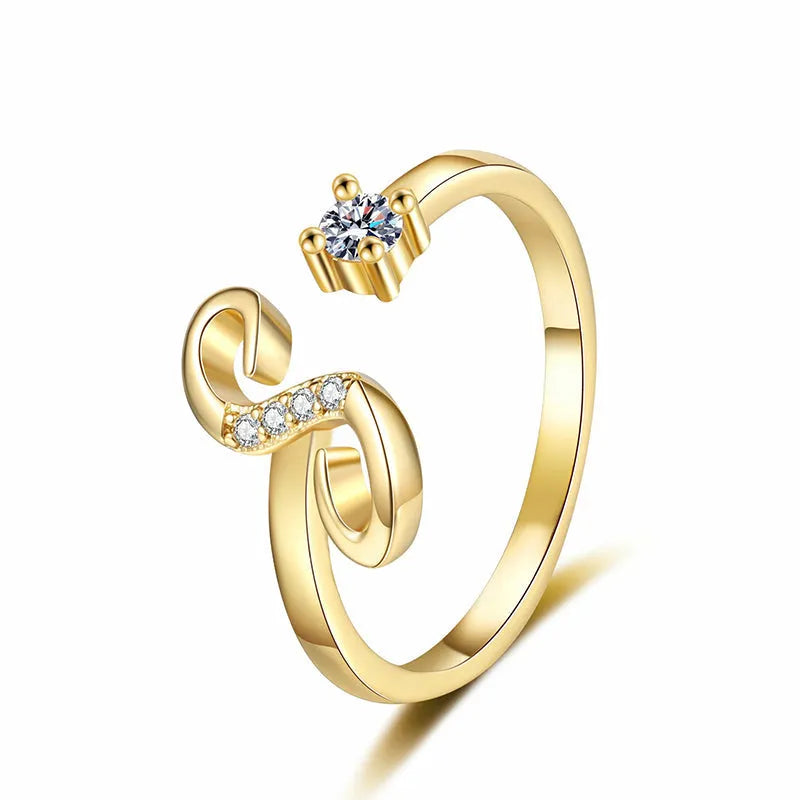 ⏳50% de descuento por tiempo limitado⏰Anillo ajustable con inicial brillante para mujer💍-ES