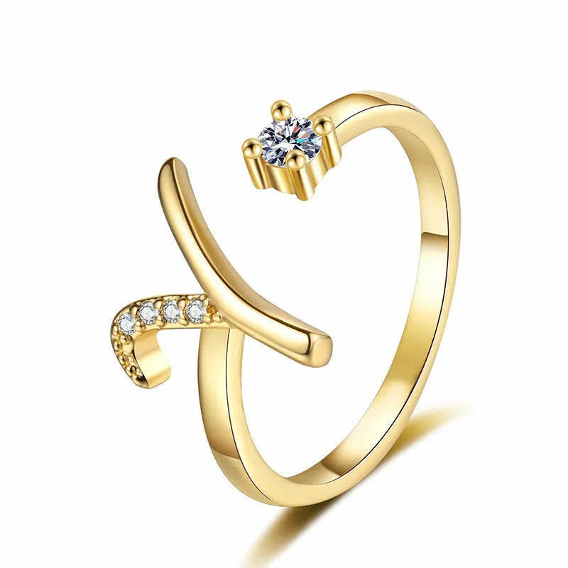 ⏳50% de descuento por tiempo limitado⏰Anillo ajustable con inicial brillante para mujer💍-ES