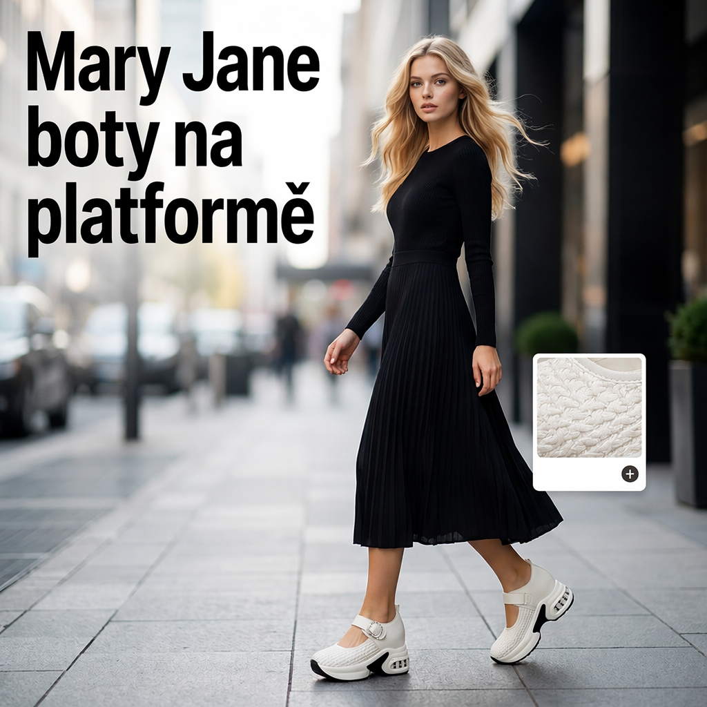 Natychmiastowe i wygodne wzmocnienie sylwetki dzięki damskim półbutom Mary Jane na platformie z przewiewną, tkaną cholewką. Płatność przy odbiorze! 👡