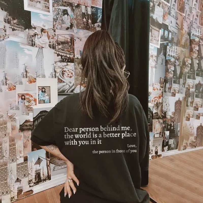 💥Nueva camiseta unisex con el estampado "Dear Person Behind Me" en talla grande a partir de 2025-ES