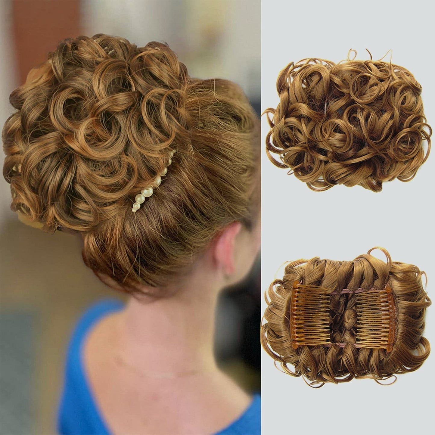 Къс, разрошен, накъдрен кок с удължена коса