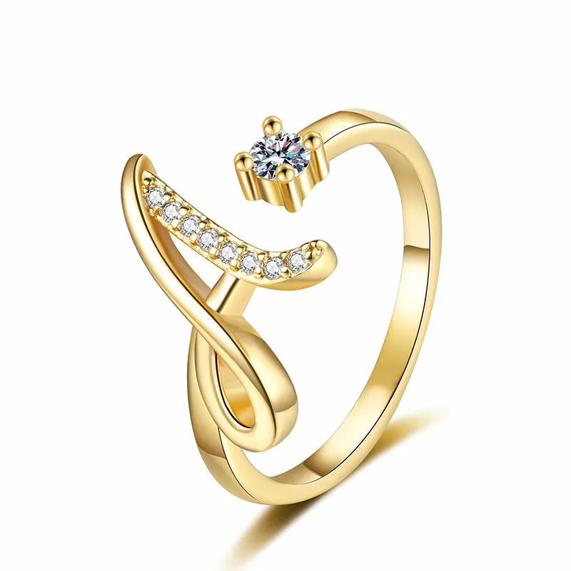 ⏳50% de descuento por tiempo limitado⏰Anillo ajustable con inicial brillante para mujer💍-ES