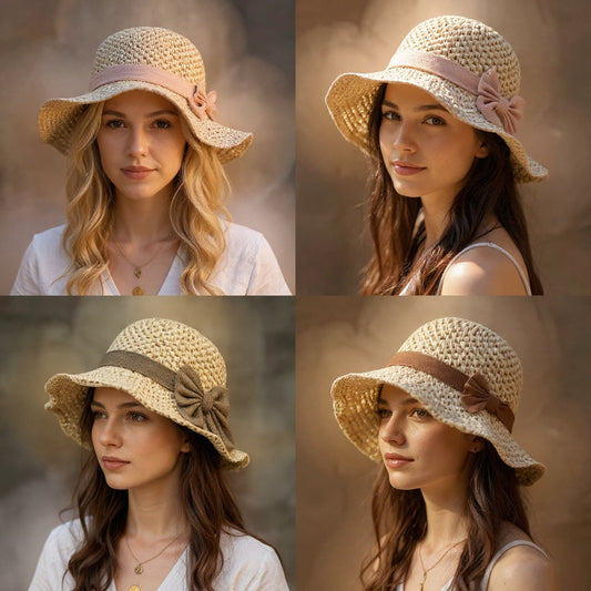 🎀 50% ZNIŻKI! 👒 Słomkowy Kapelusz Damski Retro z Kokardą – Składany, Przewiewny, Ochrona UV na Lato