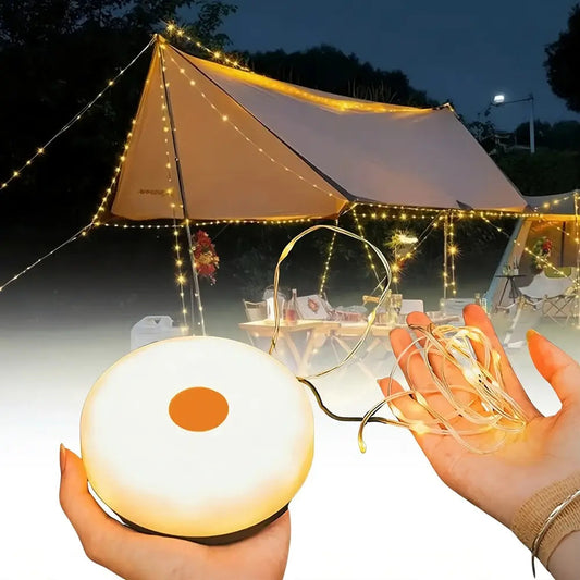 Camp Lamp™💡 10-metrová výsuvná reťazová lampa 🔋 8-hodinová výdrž batérie 🌈 Viacero nastavení farieb ⚙️ Nastavenie za pár sekúnd-SK