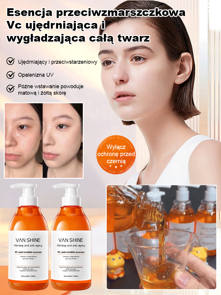 【Całkowite ujędrnienie twarzy bez zmarszczek】Serum przeciwzmarszczkowe VC
