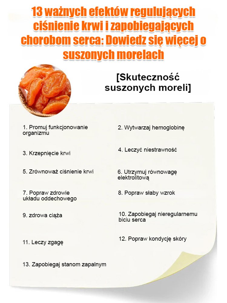 【Słodkie i miękkie】Suszone morele bez pestek, bez dodatków