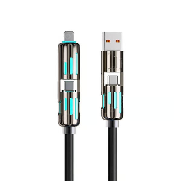 Cable de datos 4 en 1 de 240 W con luces de actividad de colores-ES