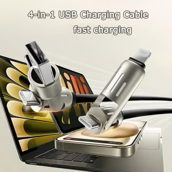 Cable de datos 4 en 1 de 240 W con luces de actividad de colores-ES