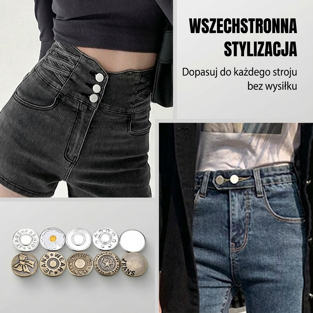 Zestaw guzików do dżinsów bez szwów, z możliwością zdejmowania