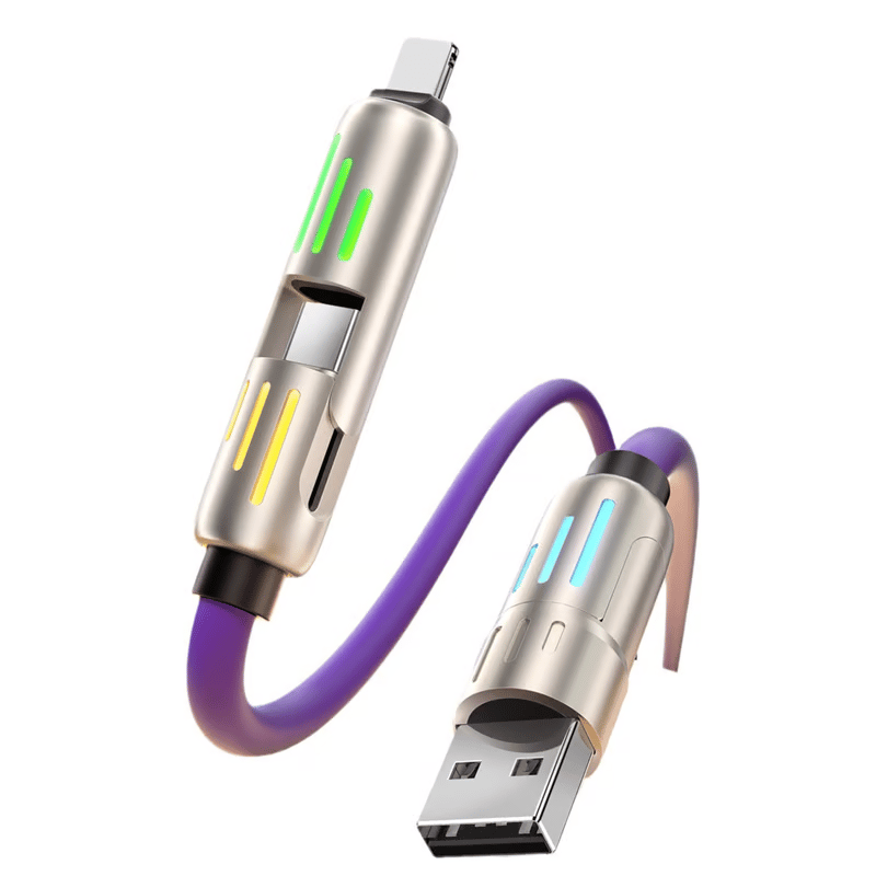 Cable de datos 4 en 1 de 240 W con luces de actividad de colores-ES