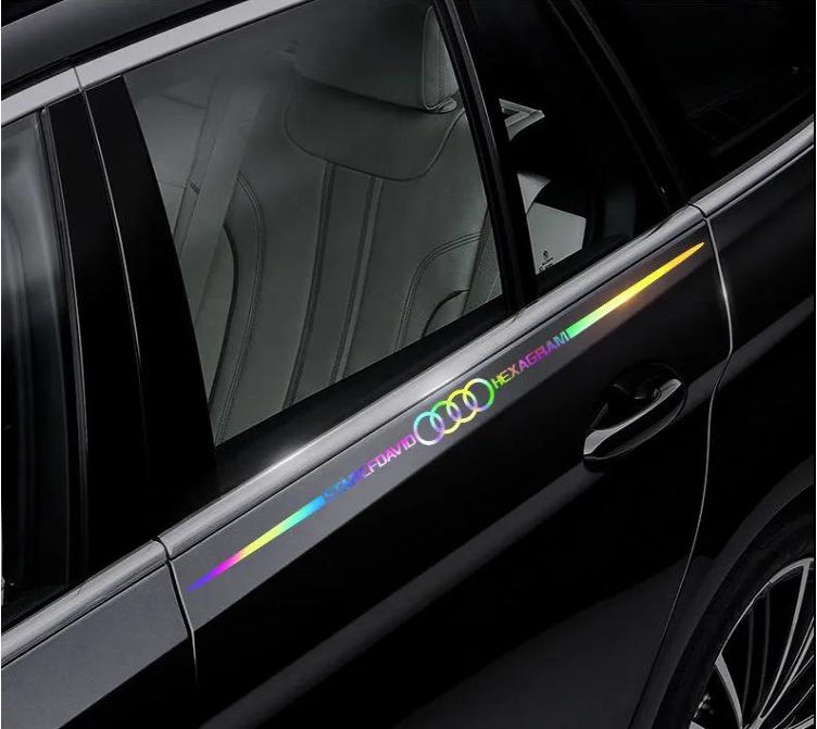3D spalvoti lazeriu atspindintys automobilių lipdukai, 4 vnt.-LT