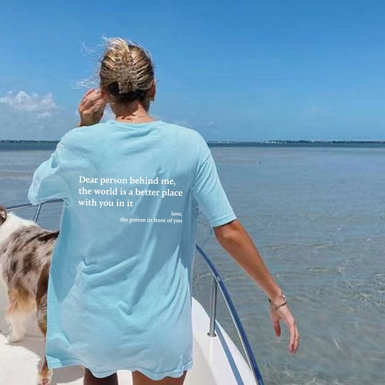 💥Nueva camiseta unisex con el estampado "Dear Person Behind Me" en talla grande a partir de 2025-ES