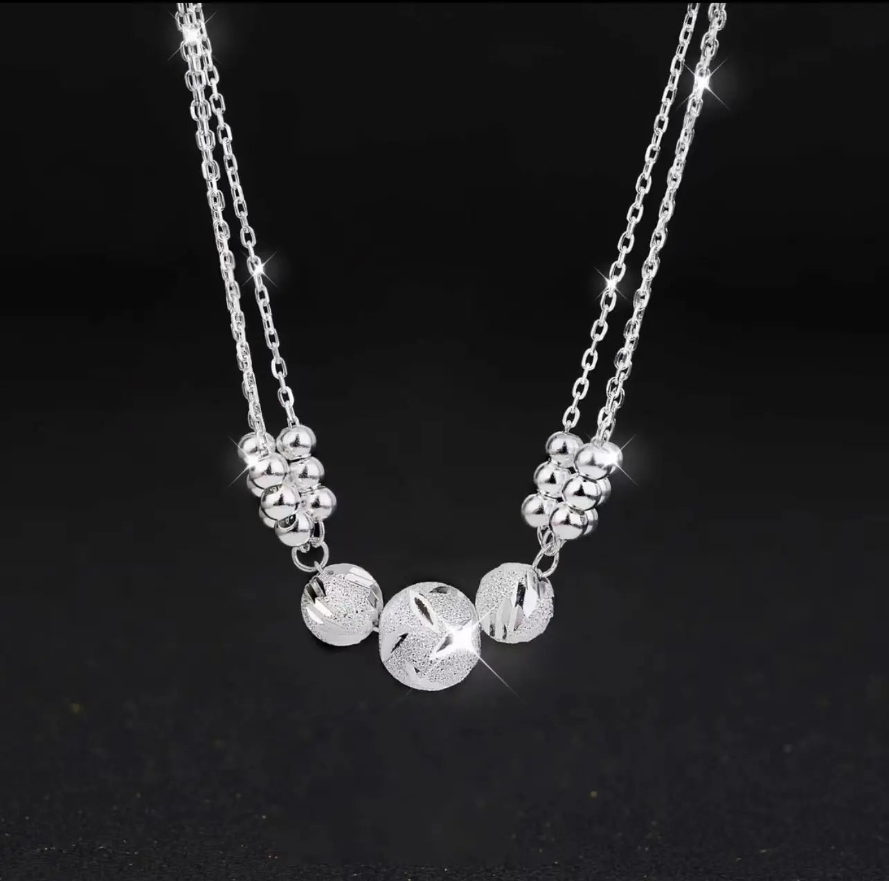 🎁🔥[Колие + Гривна]✨Комплект бижута с гравирано сребърно колие