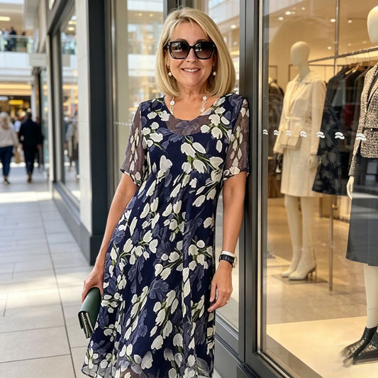 Ženska obleka A-kroja s cvetličnim vzorcem👗-SI