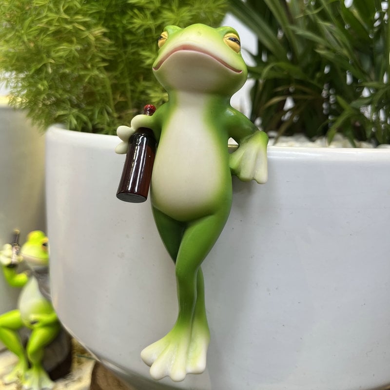 🔥 GORĄCA WYPRZEDAŻ 🐸🍷 Wisząca ozdoba do doniczki – Żaba