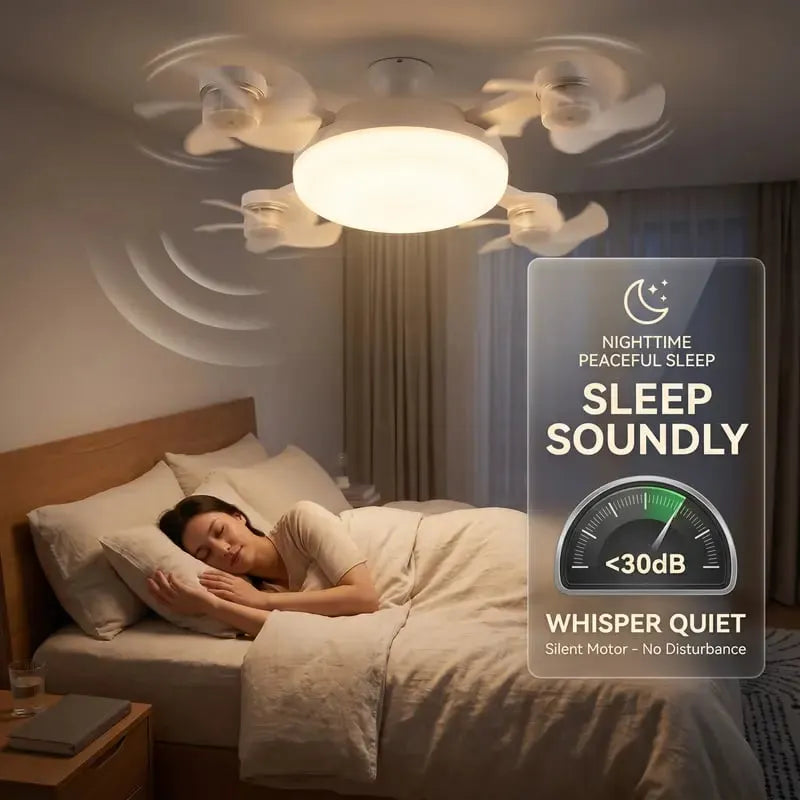 Moderna stropna lampa s ventilatorom i E27 navojem (model 2026) - tihi 2-u-1 LED ventilator s daljinskim upravljačem-HR