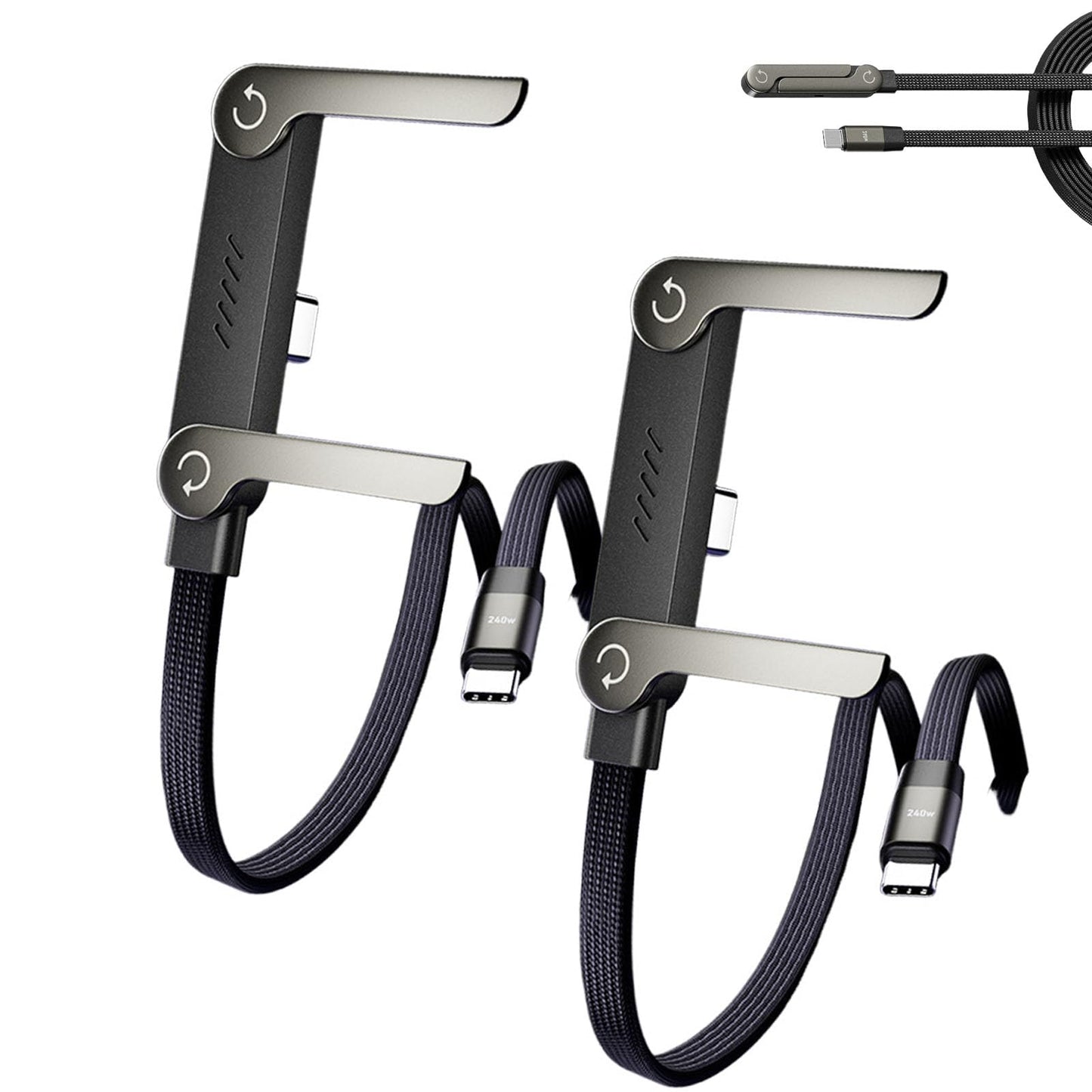 📱 240W плетен кабел за бързо зареждане с вградена стойка за телефон - Нов сгъваем издръжлив USB-C Type-C кабел 2026 (2 броя)