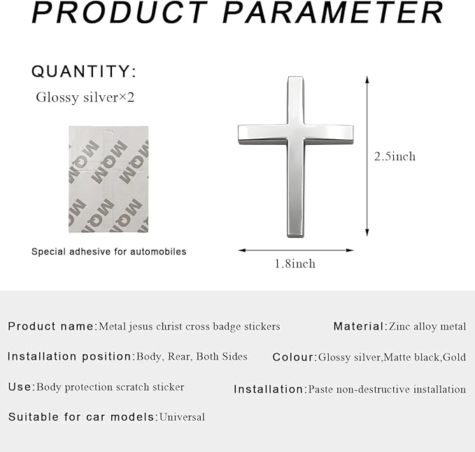 Pegatina de cruz de metal 3D para coche-ES