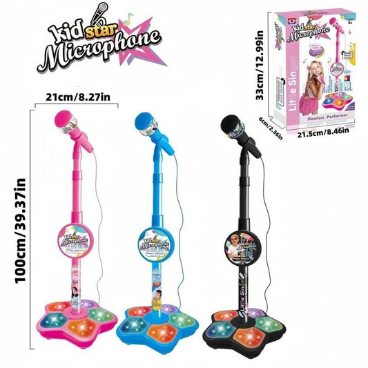 🎤 Zabawkowy mikrofon karaoke dla dzieci – światła + wysuwalna szyna (70-90cm) – idealny prezent na urodziny!🎁