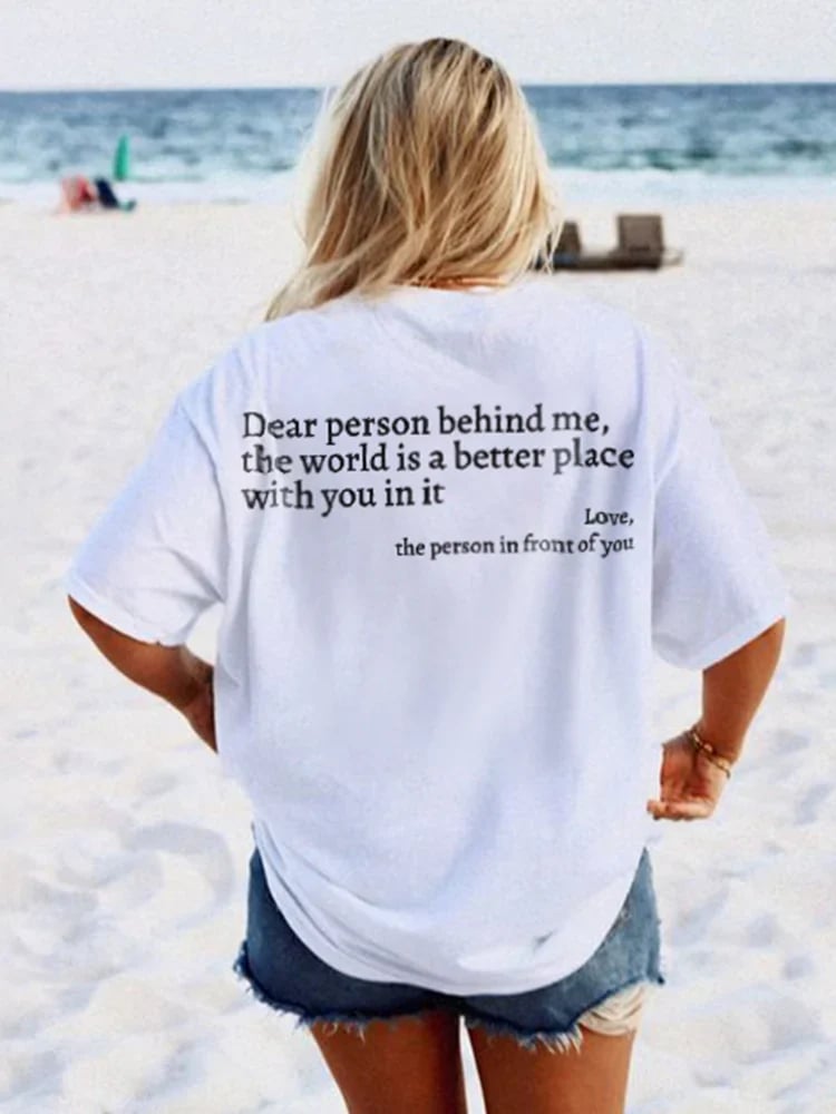 💥Nueva camiseta unisex con el estampado "Dear Person Behind Me" en talla grande a partir de 2025-ES