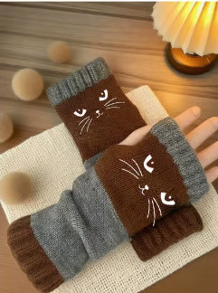 🐱 Сладки дамски плетени ръкавици с котешка тема🧤🧶