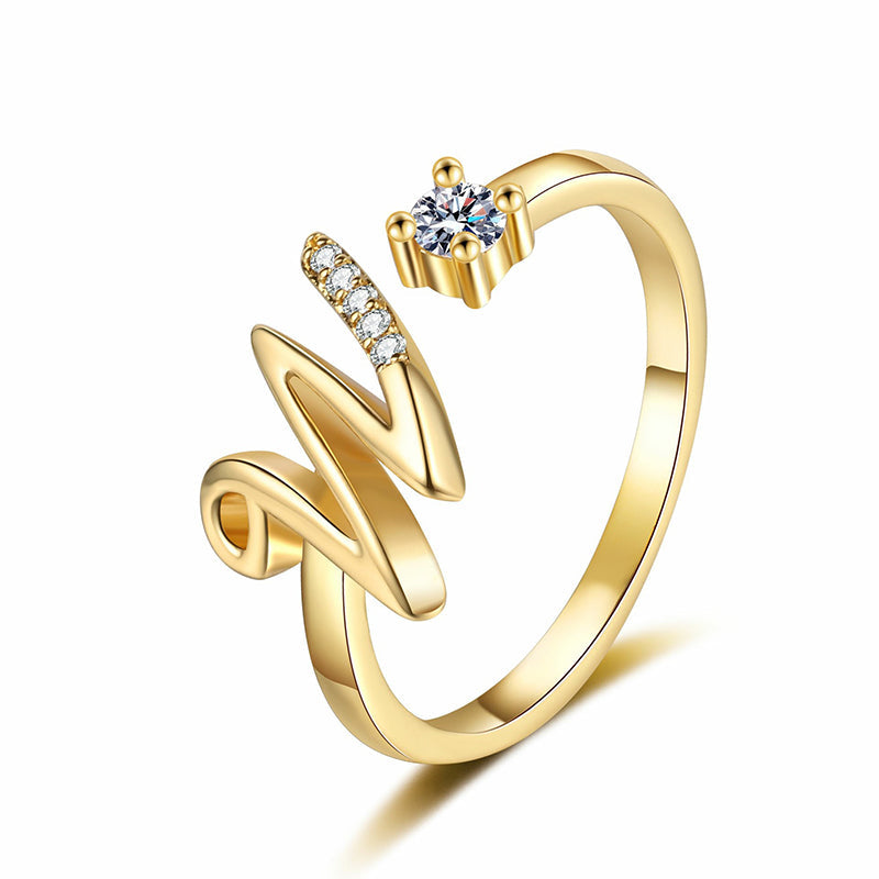 ⏳50% de descuento por tiempo limitado⏰Anillo ajustable con inicial brillante para mujer💍-ES