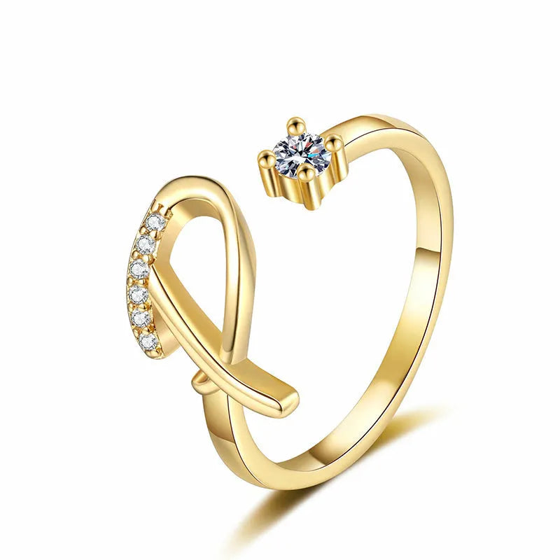 ⏳50% de descuento por tiempo limitado⏰Anillo ajustable con inicial brillante para mujer💍-ES