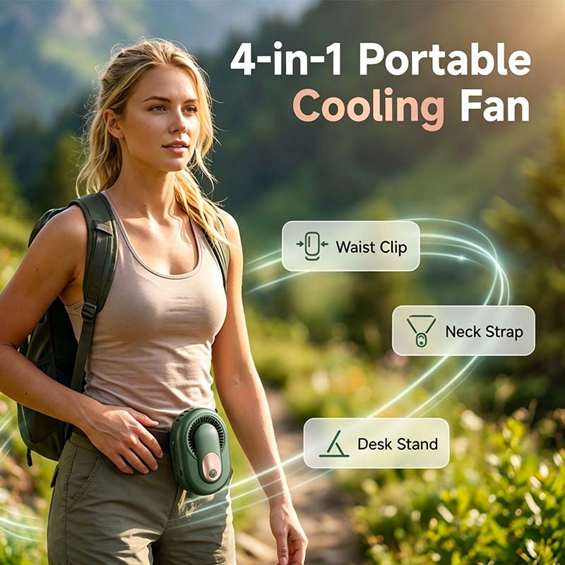 💨Časovno omejen 50 % popust🔋 Prenosni ventilator za pas 4 v 1 s 5 nastavitvami hitrosti in digitalnim LED zaslonom za hlajenje-SI