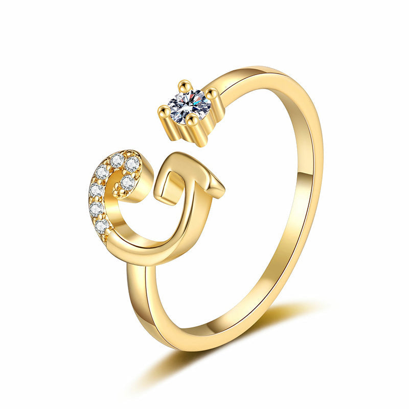 ⏳50% de descuento por tiempo limitado⏰Anillo ajustable con inicial brillante para mujer💍-ES