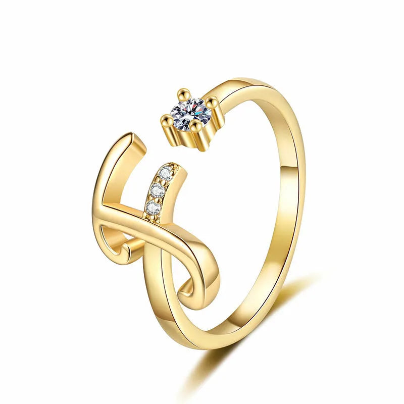 ⏳50% de descuento por tiempo limitado⏰Anillo ajustable con inicial brillante para mujer💍-ES