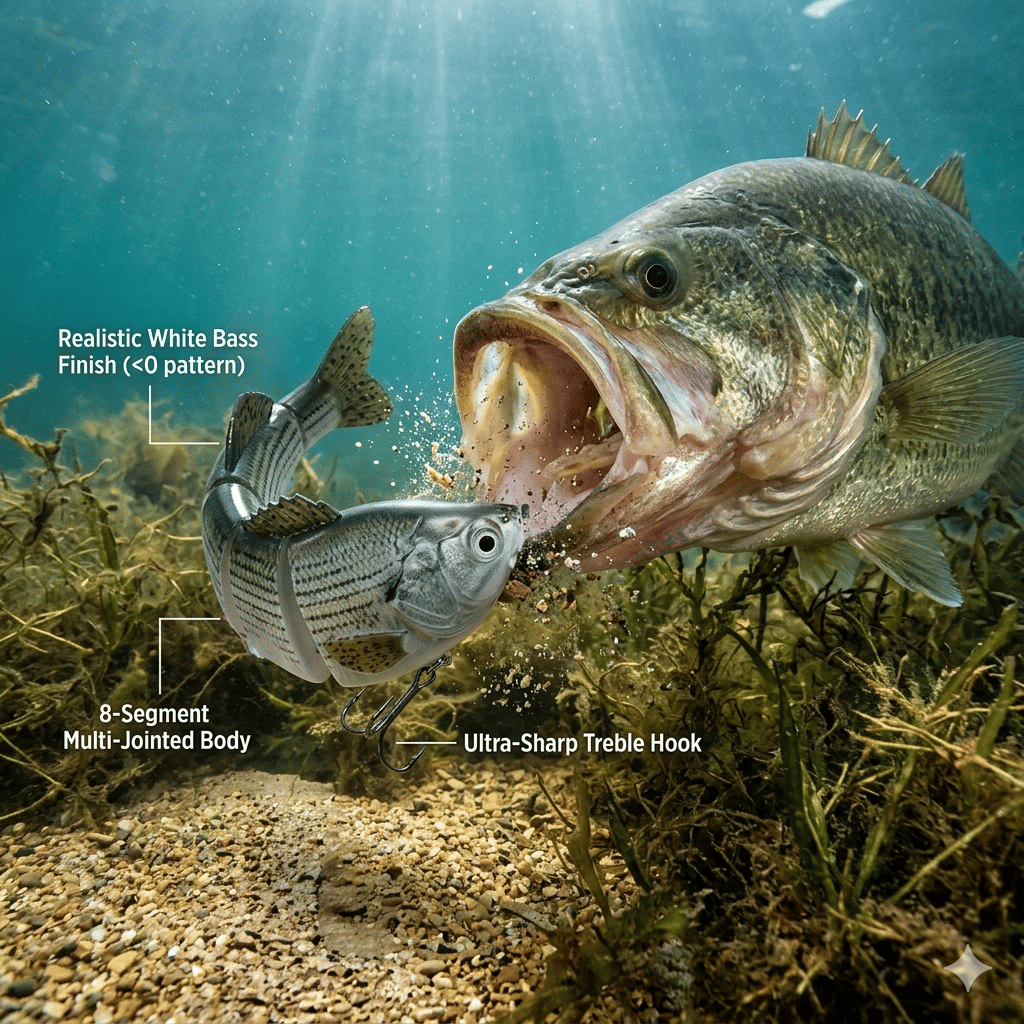 🌊Zdominuj wodę: Ozark Trail 5-calowy wieloczęściowy swimbait na białego bassa🐟