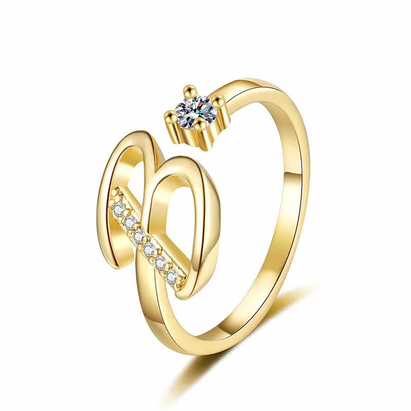 ⏳50% de descuento por tiempo limitado⏰Anillo ajustable con inicial brillante para mujer💍-ES