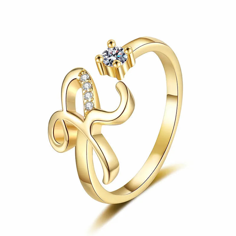 ⏳50% de descuento por tiempo limitado⏰Anillo ajustable con inicial brillante para mujer💍-ES