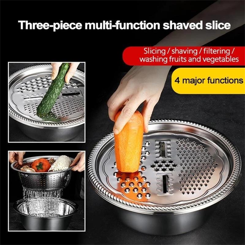 🍳 OFRTA LIMITOWANA – 50% ZNIŻKI! 🔥 Wielofunkcyjna misa ze stali nierdzewnej – niemiecka jakość, drobne sitko i tarka w zestawie – idealna do przesiewania, filtrowania i przygotowywania w kuchni ✨