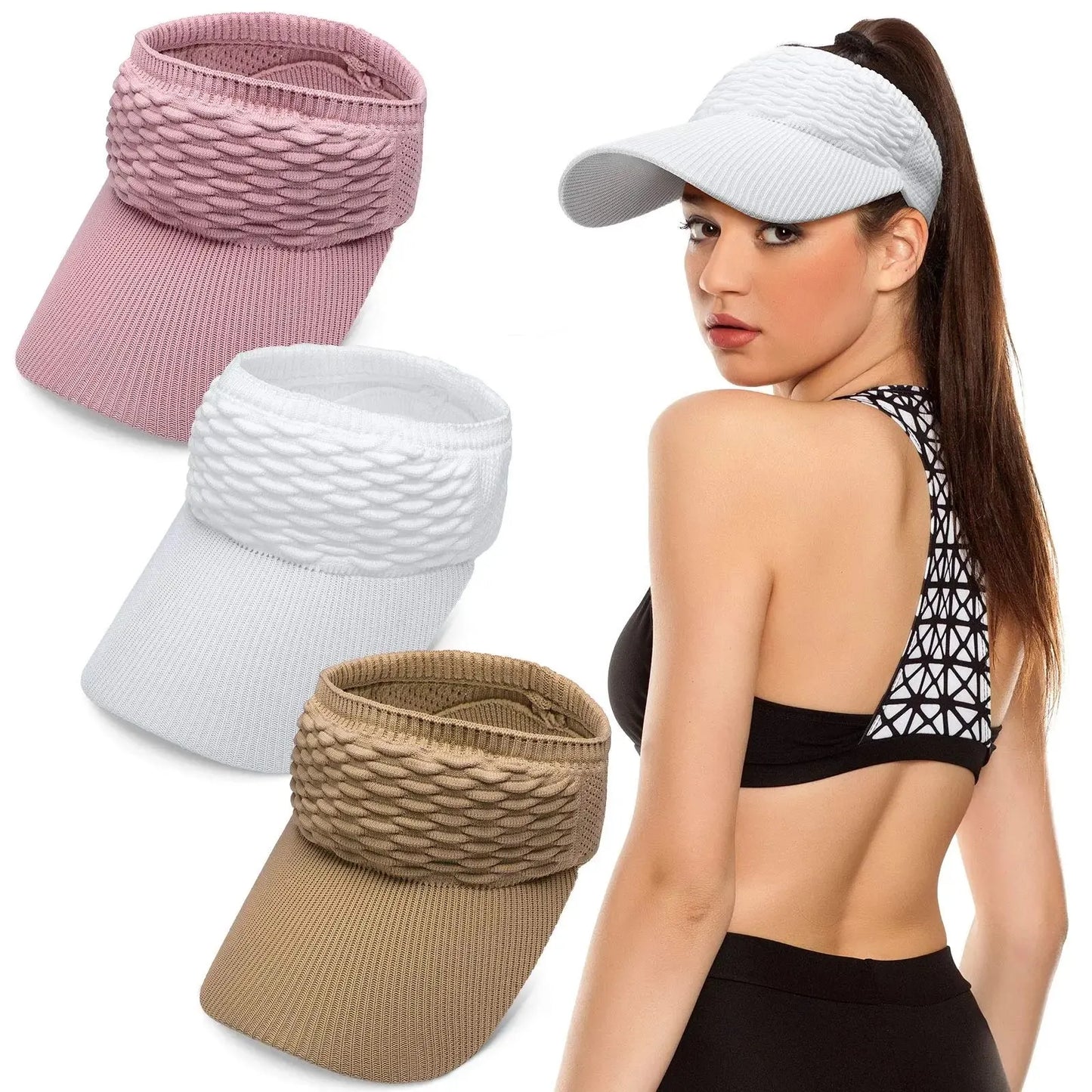 ☀️🧢 Daszek z otworem na wysoki kucyk – ochrona przed promieniowaniem UV, przewiewny, do aktywności na świeżym powietrzu i na co dzień